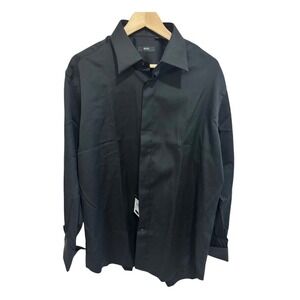 Hugo Boss Laurence Black Textured Dress Shirt French Cuff Mens 16.5 32/33